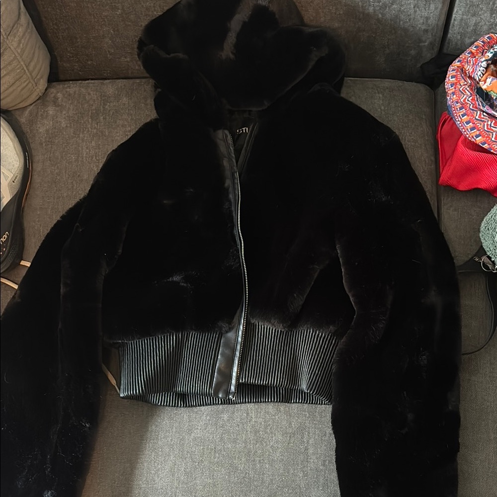Studio Black Teddy Jacket Plush Hooded Design